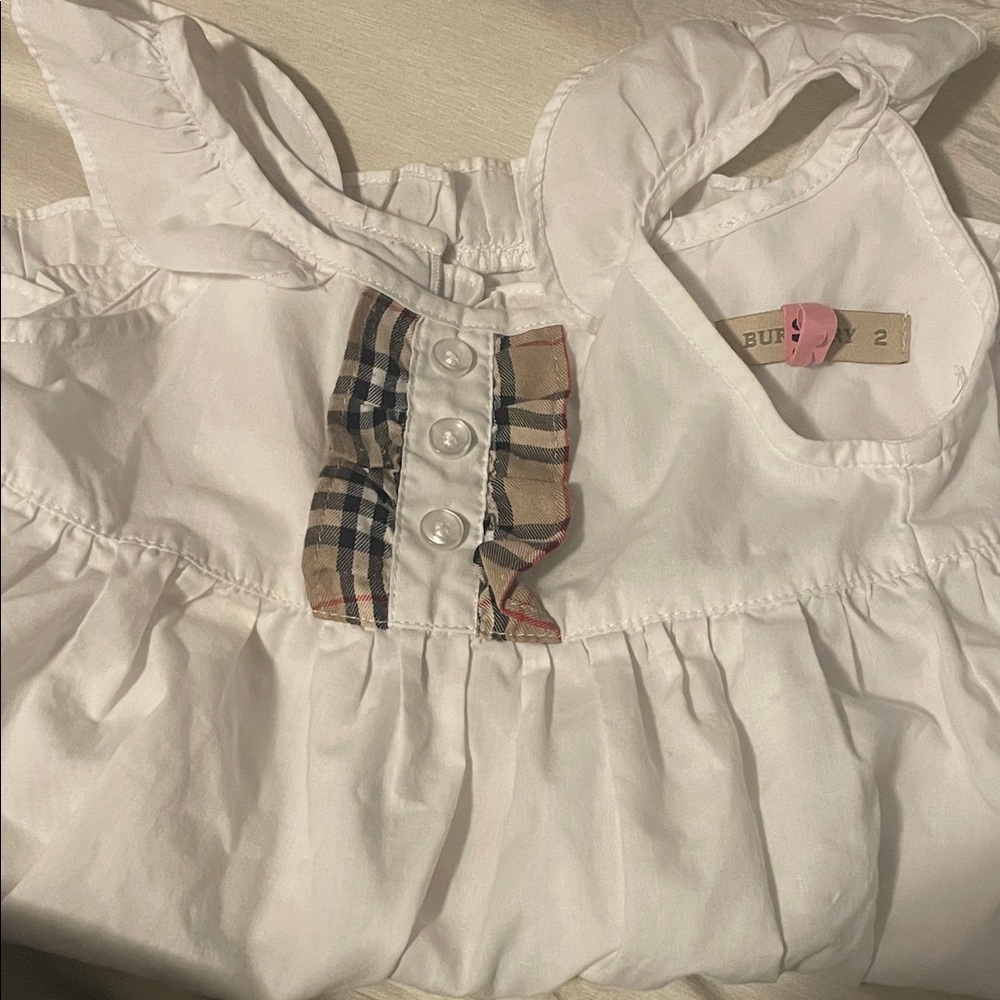 Burberry White Dress with Classic Check Accents